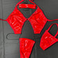 Exotic Dance Wear One-Piece Sexy Stripper Outfit Hot Pink Latex