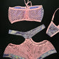 Microdot Lavender/Baby Pink Fishnet Tube Top/Shorts Two-Piece Lingerie Outfit