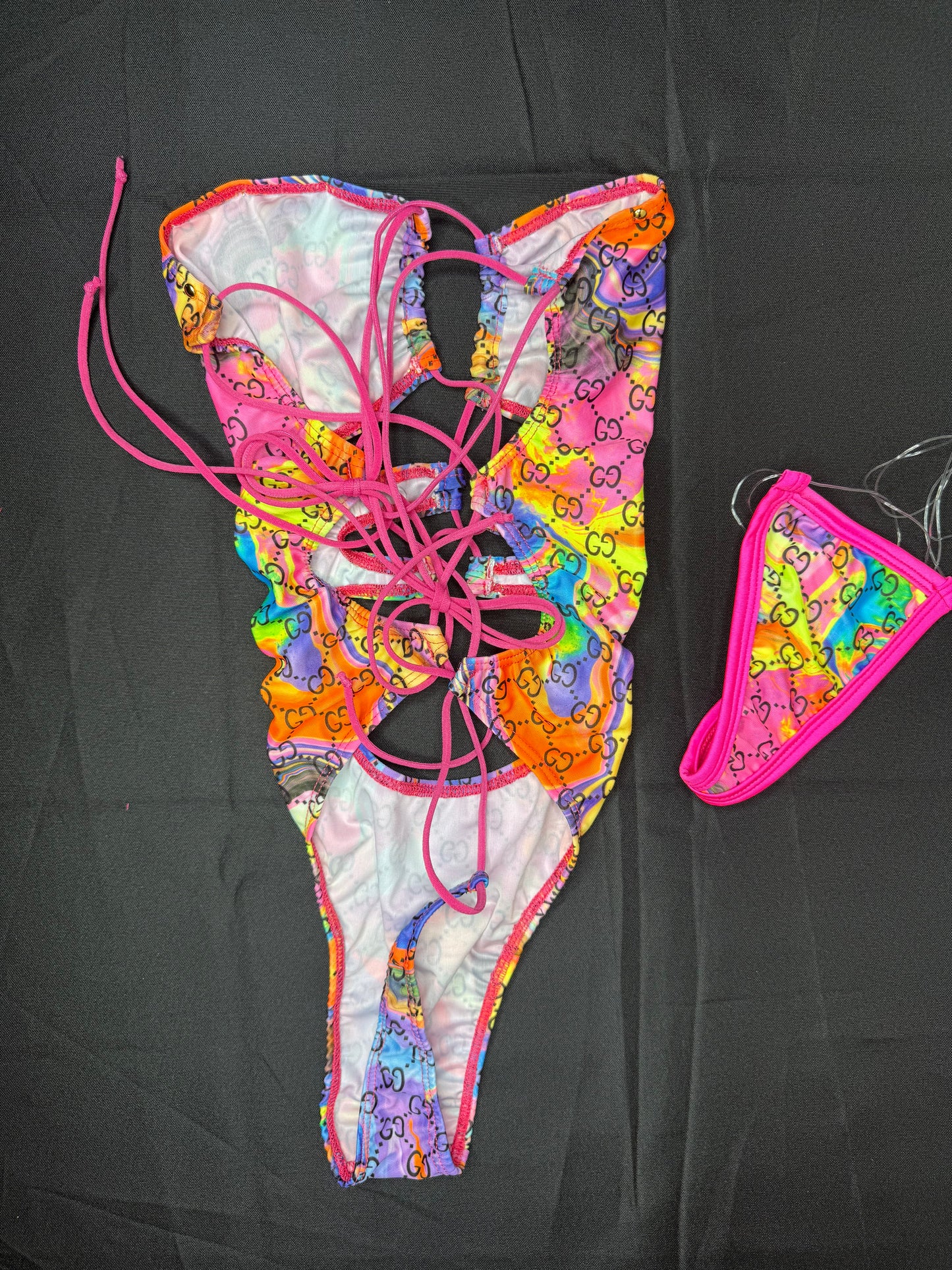 Rainbow Designer One-Piece Lingerie Outfit