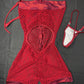 Burgundy Fishnet/Spandex One-Piece Lingerie Outfit