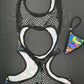 Abstract Multi Color/Black Fishnet Sleeveless Lingerie Romper