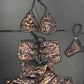 Chocolate/Black Cheetah Animal Print Spandex Two-Piece Bikini Top/Shorts Lingerie Outfit