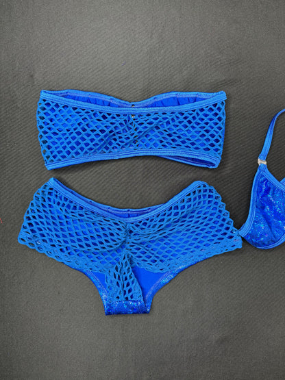 Royal Blue Tube Top/Shorts Two-Piece Lingerie Outfit