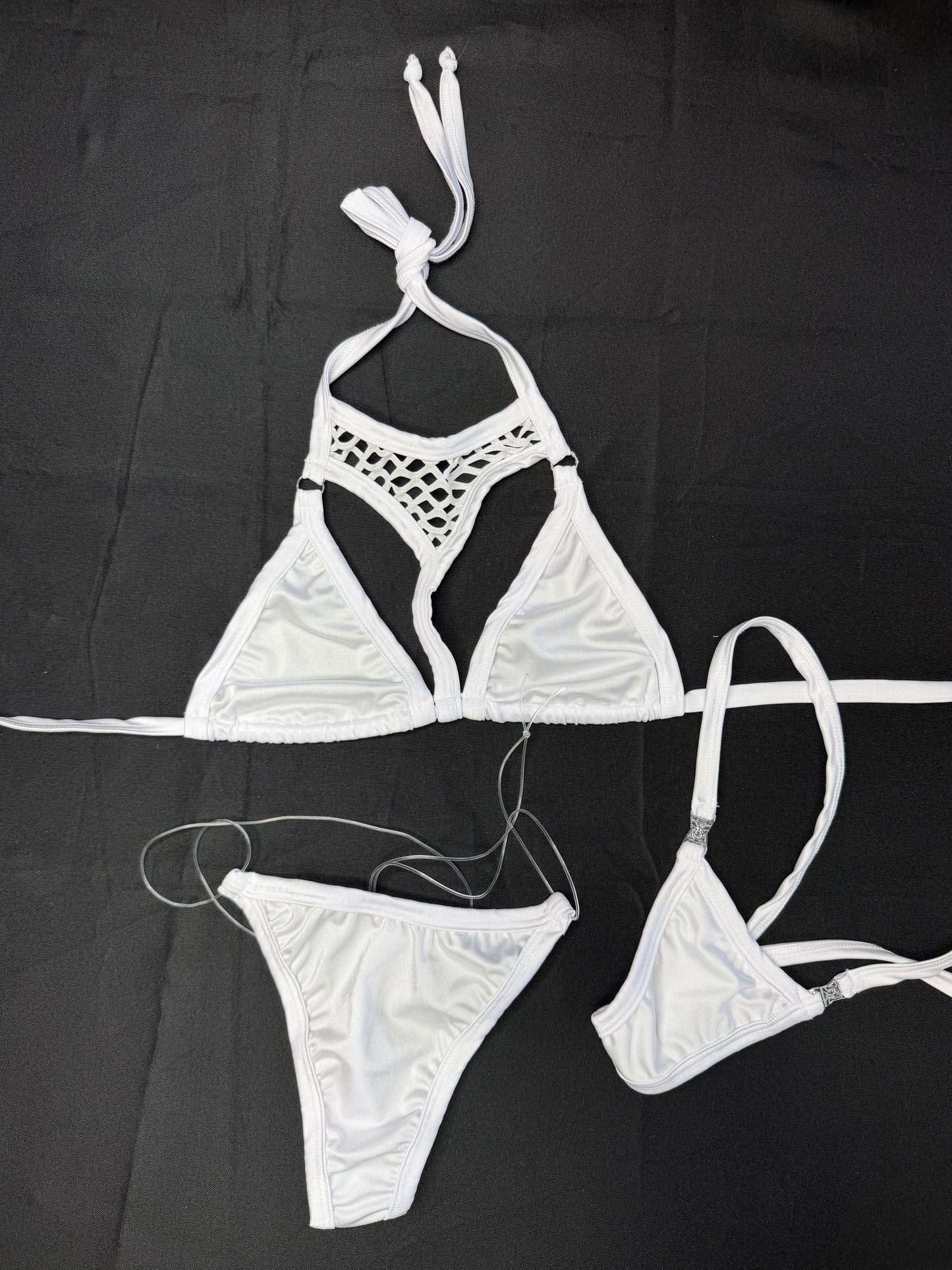 White Spandex Bikini/Shorts Lingerie Outfit