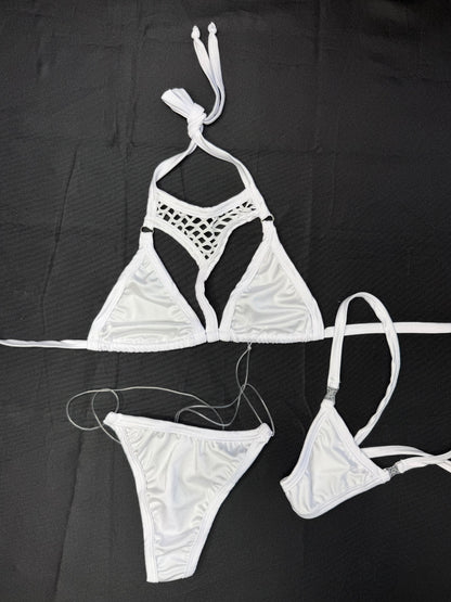 White Spandex Bikini/Shorts Lingerie Outfit