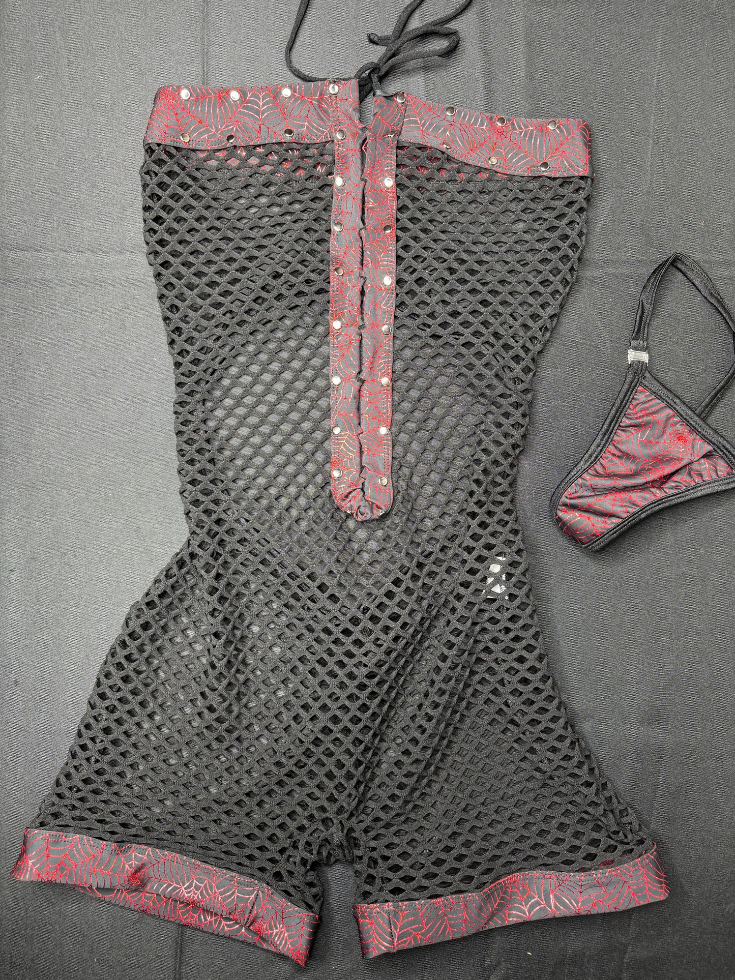 Red Web/Black Fishnet One-Piece Exotic Dancer Outfit – Lingeriebydylan