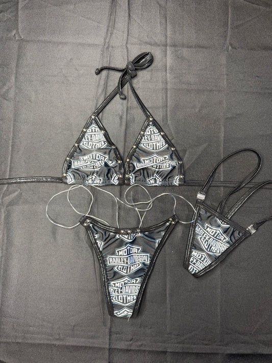 Black Harley Designer Two-Piece Lingerie Outfit