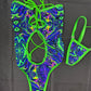 Tie-Dye Lime Green Spandex One-Piece Lingerie Outfit