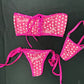 Pink Designer Two-Piece Side-Tie Bikini Lingerie Outfit