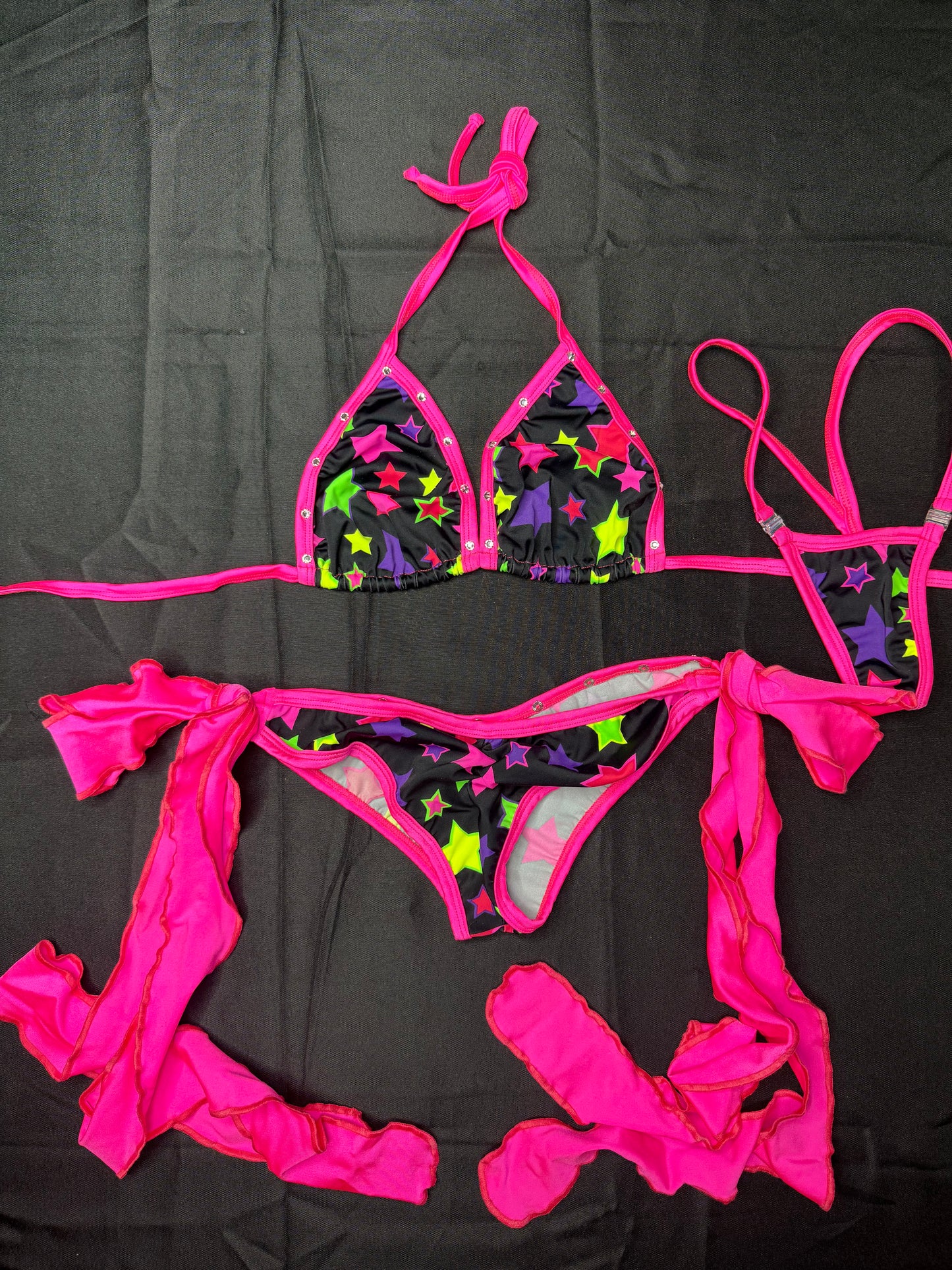 Star Spandex/Hot Pink Bikini Bikini Lingerie Outfit