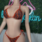 Metallic Red/Designer Spandex Two-Piece Lingerie Outfit