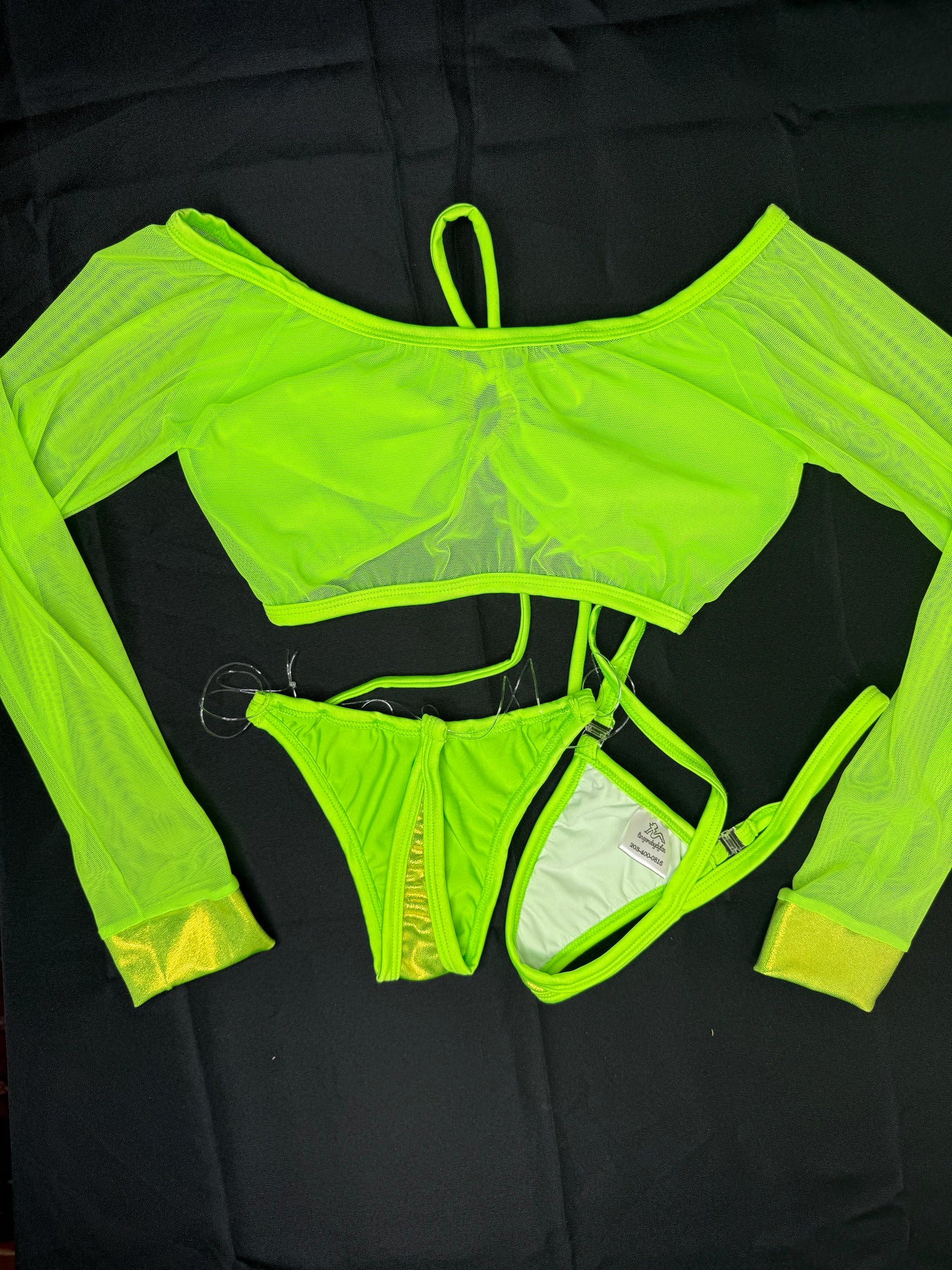 Neon Green/Lime Green Two-Piece Lingerie Outfit