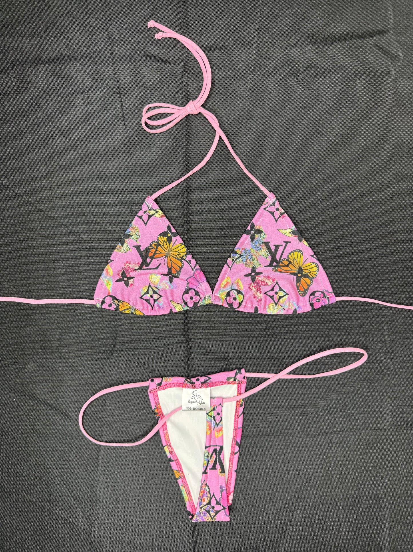 Baby Pink Designer Two-Piece Micro Bikini Lingerie Outfit