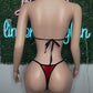 Red/Black Spandex Red Fur Two-Piece Bikini Lingerie Outfit