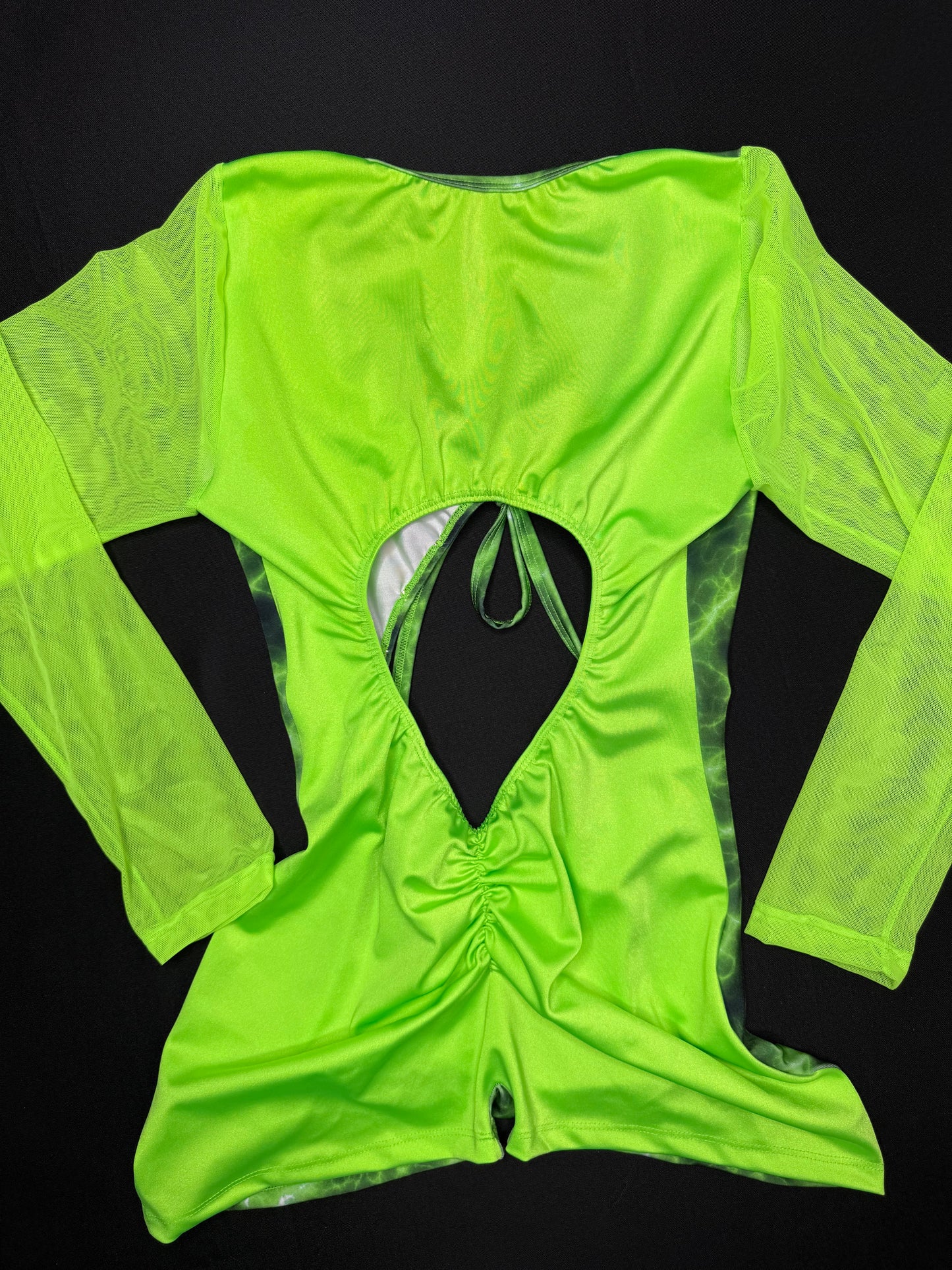 Cosmic Neon Green Spandex One-Piece Romper Lingerie Outfit