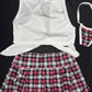 White Tie Top/Plaid Skirt School Girl Two-Piece Lingerie Outfit