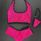 Hot Pink Designer Sports Bra/Shorts Two-Piece Lingerie Outfit