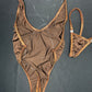 Chocolate/Metallic Chocolate One-Piece Lingerie Outfit