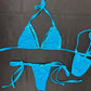 Blue Two-Piece Piece Side-Tie Bikini Lingerie Outfit