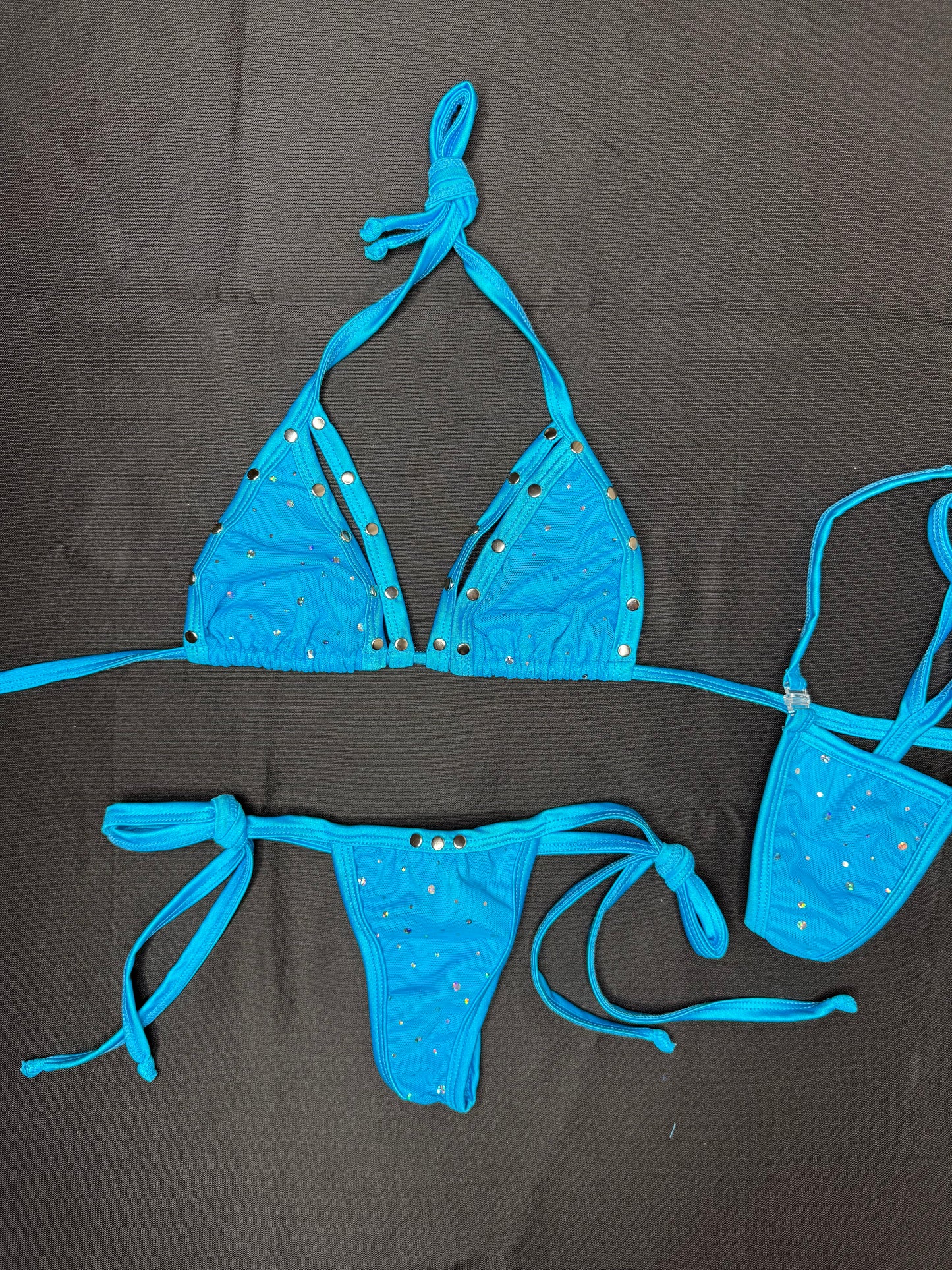 Blue Two-Piece Piece Side-Tie Bikini Lingerie Outfit