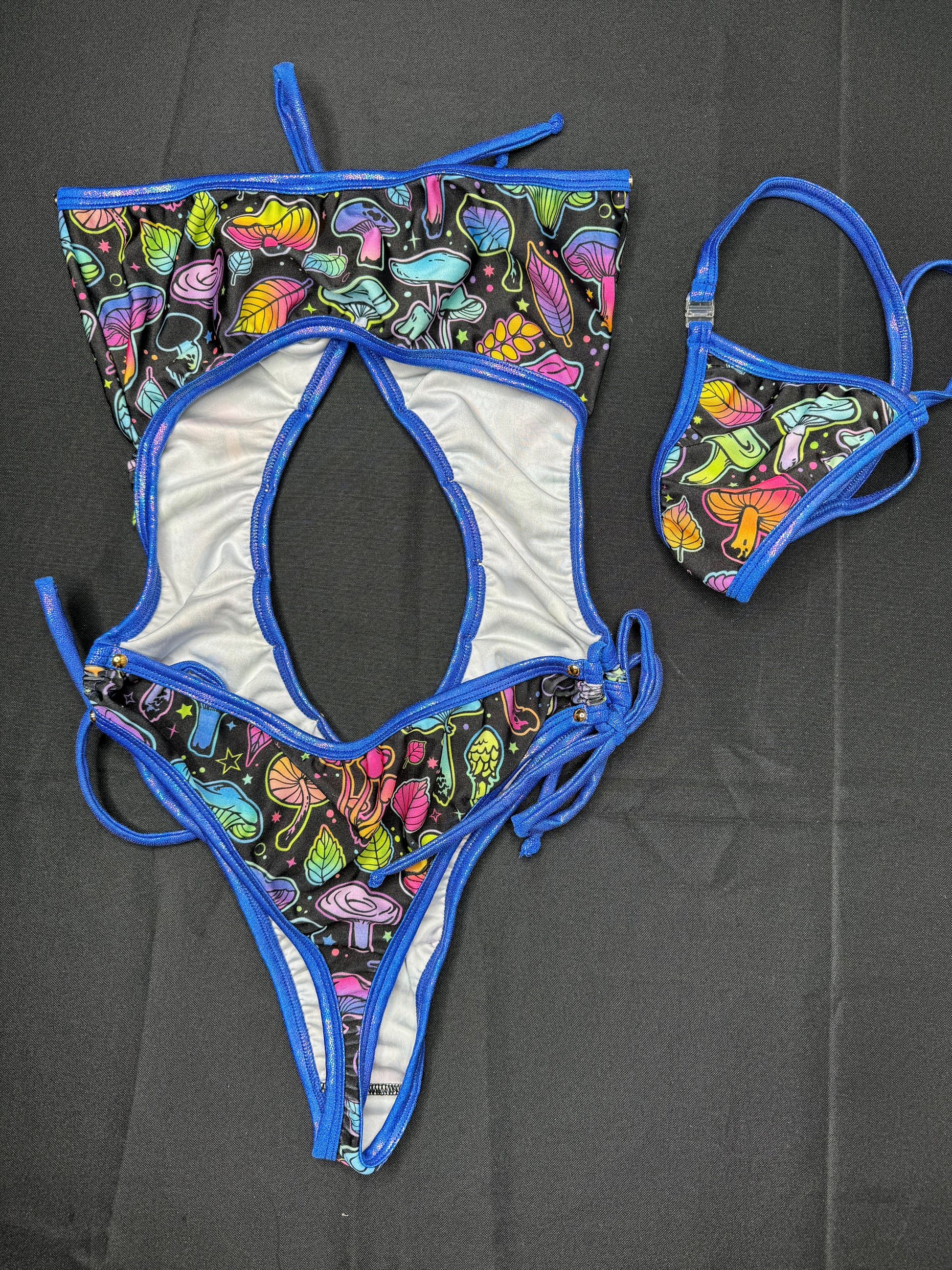 Cosmic Purple/Black Mushroom One-Piece Exotic Dancer Outfit