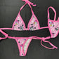 Hot Pink/Baby Pink Kuromi Two-Piece Side-Tie Bikini Lingerie Outfit