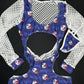 White/Blue Patriots One-Piece Romper Bartender Lingerie Outfit