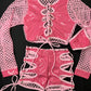 Hot Pink Latex/Baby Pink Fishnet Two-Piece Exotic Dancer Outfit