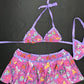 Lavender/Pink Pony Spandex Bikini Top/Skirt Two-Piece Lingerie Outfit