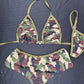 Camouflage/OD Green Spandex Two-Piece Bikini Top/Shorts Lingerie Outfit
