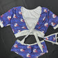 Patriots Print/Silver Spandex Short Sleeve Top/Shorts Two-Piece Lingerie Outfit