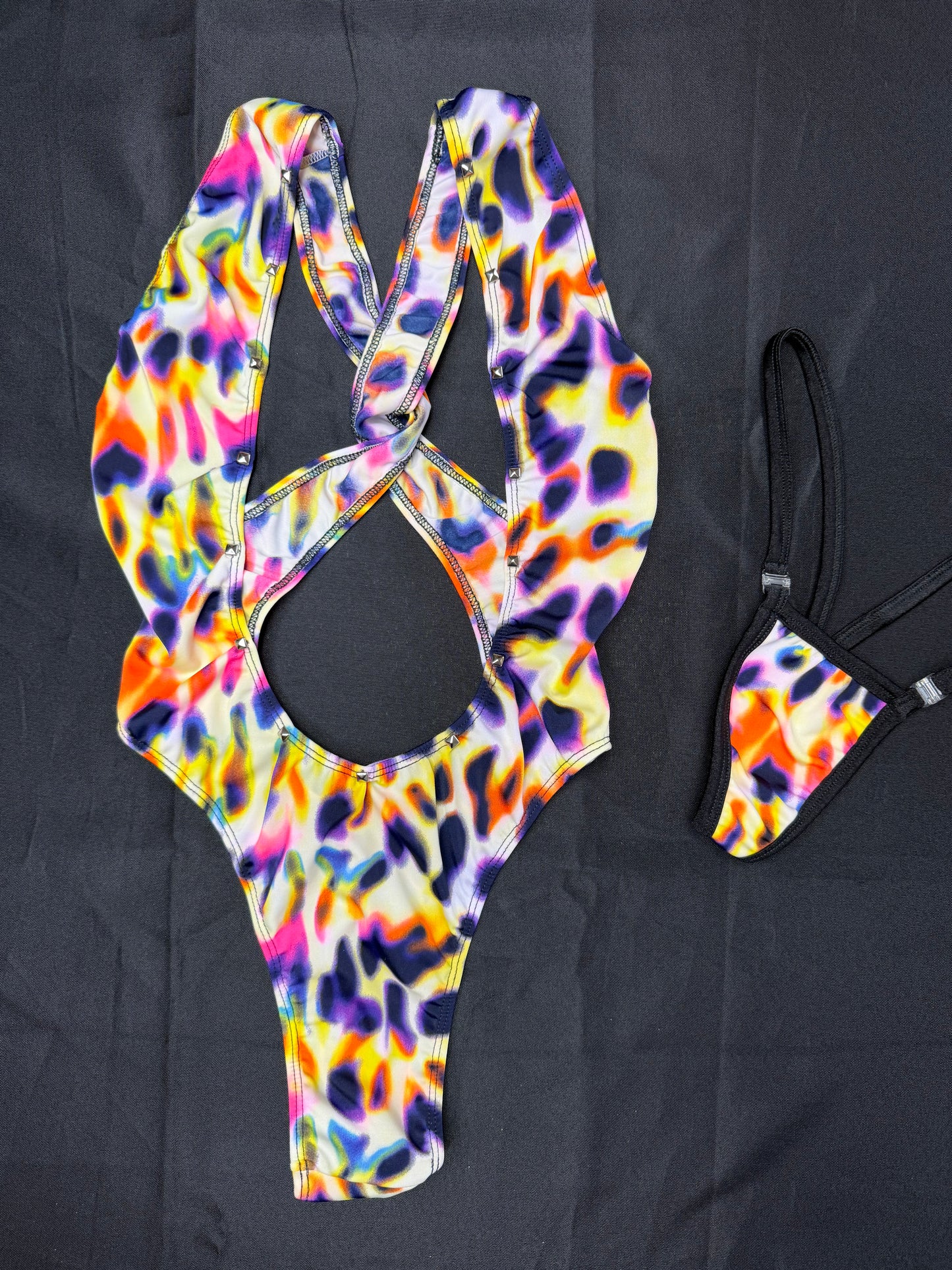 Animal Print Spandex One-Piece Lingerie Outfit