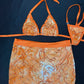 Orange Two-Piece Bikini Top/Skirt Lingerie Outfit