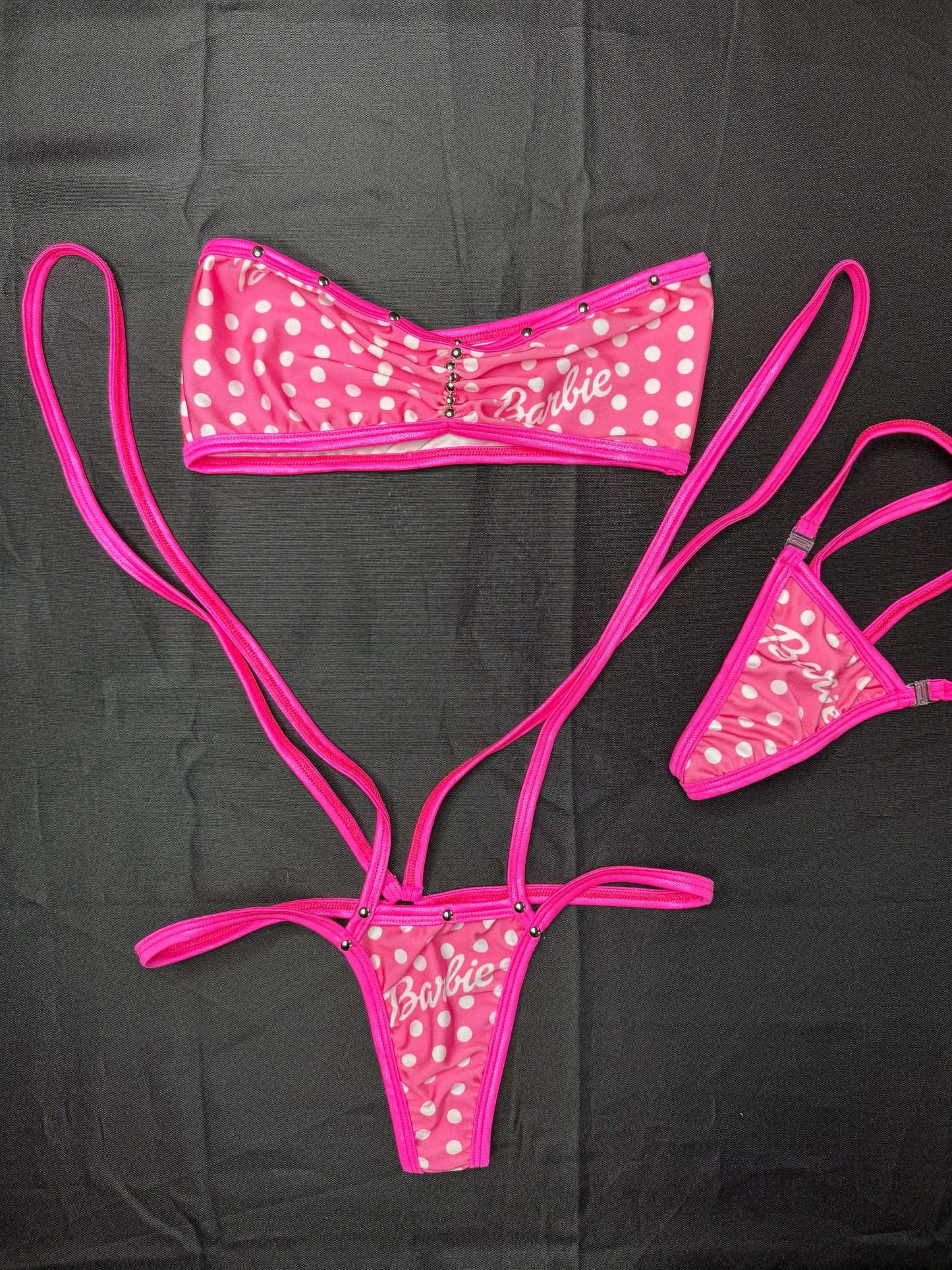 Hot Pink/Pink Tube-Top Sling-Shot Lingerie Outfit