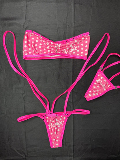 Hot Pink/Pink Tube-Top Sling-Shot Lingerie Outfit