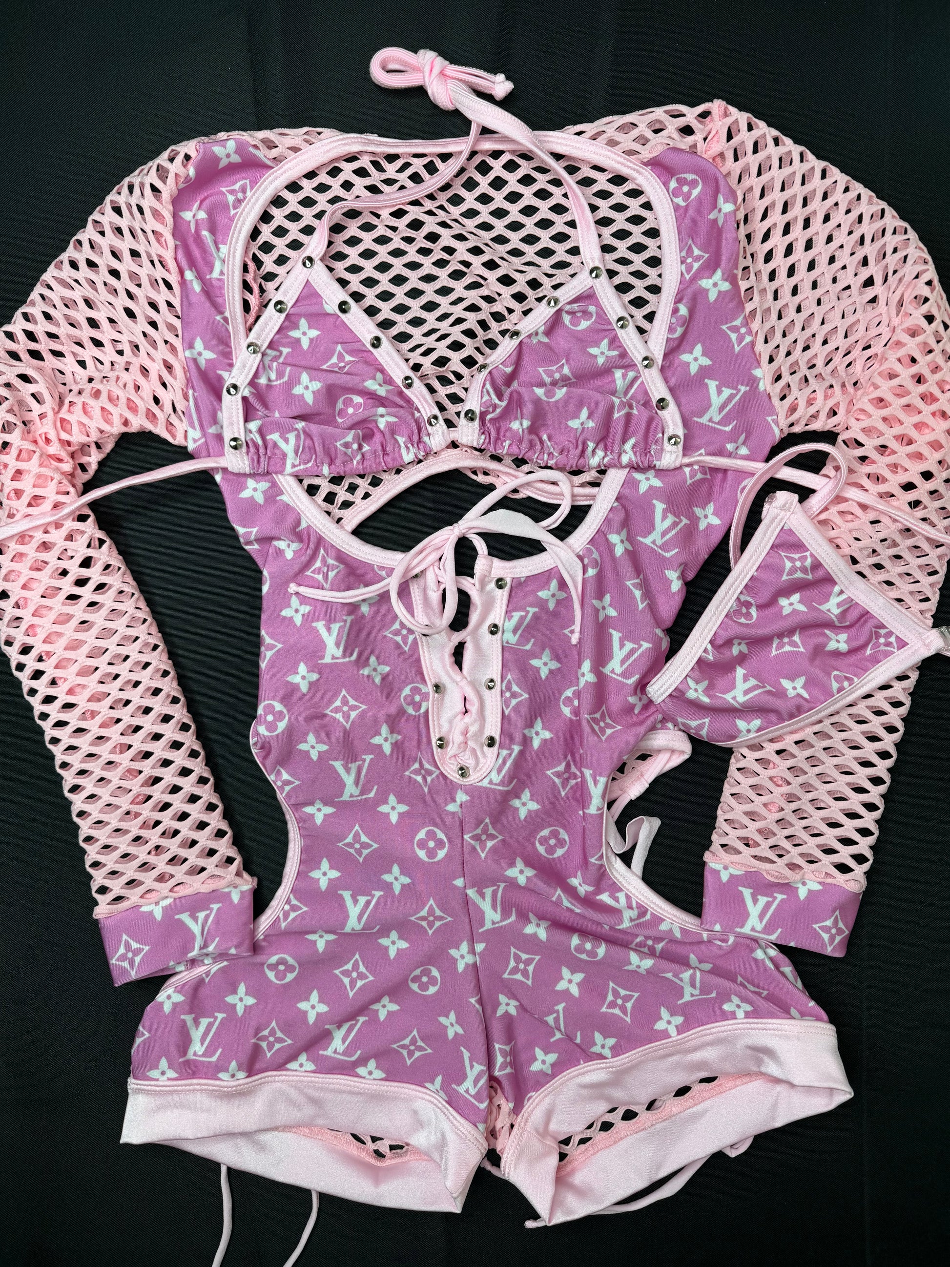 Baby Pink One-Piece Bartender Romper Lingerie Outfit