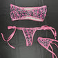 Hot Pink Designer VELVET/Spandex Tube Top/Side Tie Bikini Lingerie Outfit