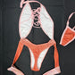 Shimmery Pink and Orange Holographic One-Piece Lingerie Outfit