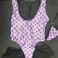 Purple Designer One-Piece Romper Lingerie Outfit