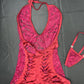 Burgundy Sequins Lace Ripped Back One-Piece Lingerie Outfit