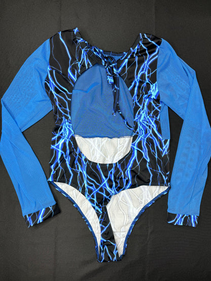 Blue Thunder One-Piece Leotard Lingerie Outfit