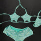 Metallic Mint Star Bikini Top/Shorts Two-Piece Lingerie Outfit
