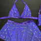 Purple Spandex/Purple Mesh Bikini Top/Skirt Two-Piece Lingerie Outfit