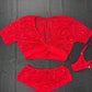 Red Sequence Lace Short Sleeve/Shorts Two-Piece Lingerie Outfit