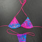 Pink/Blue Ombré Print Spandex Two-Piece Micro Bikini Lingerie Outfit