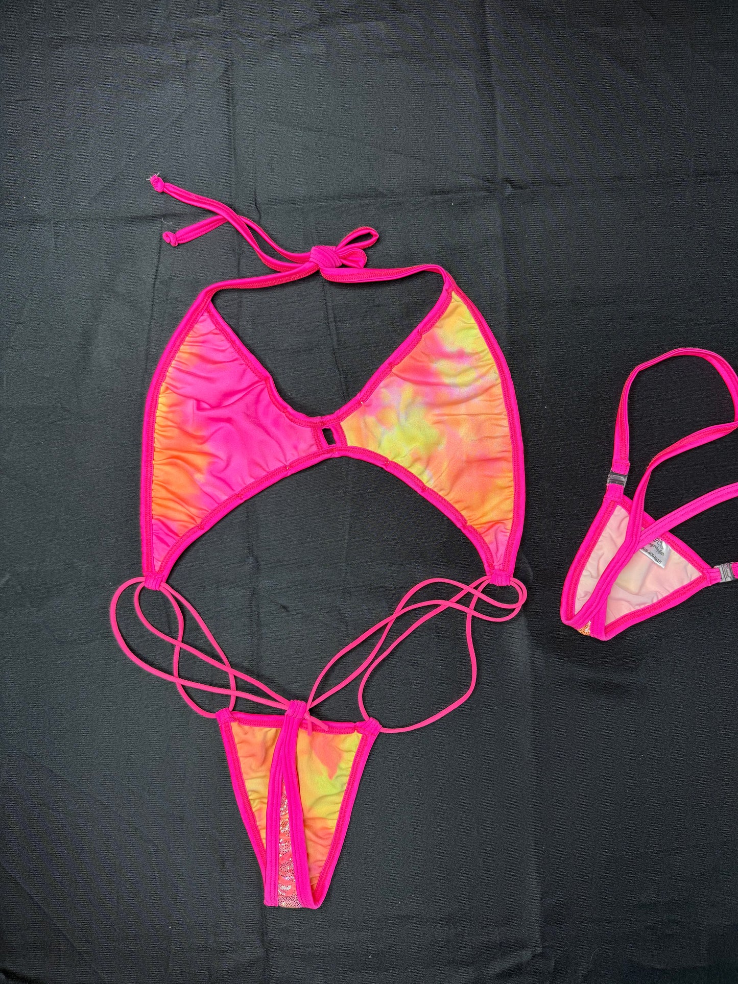 Hot Pink Ombré Spandex One-Piece Sling-Shot Outfit