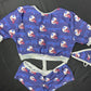 Patriots Print/Silver Spandex Short Sleeve Top/Shorts Two-Piece Lingerie Outfit