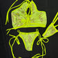 Yellow Camo Spandex Sports Bra/Bikini Bottom Two-Piece Lingerie Outfit