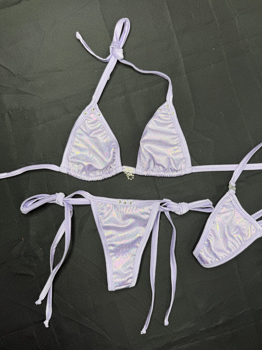 Lavender Snake Skin Animal Print Two-Piece Lingerie Outfit