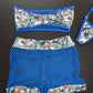 Money Print Blue Fishnet Tube Top/Fishnet Shorts Lingerie Outfit